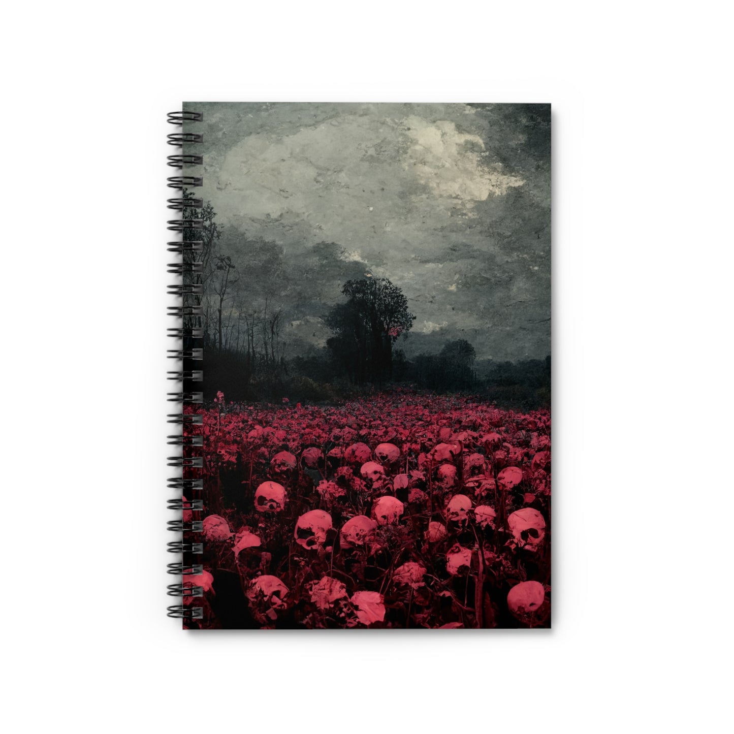 Rosy Skull Garden - Ruled Spiral Notebook