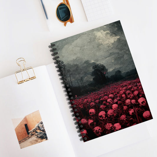 Rosy Skull Garden - Ruled Spiral Notebook