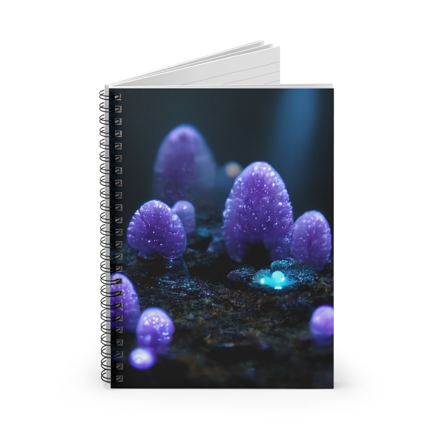 Cave of Wonders: Purple Mushroom Sprites - Ruled Spiral Notebook
