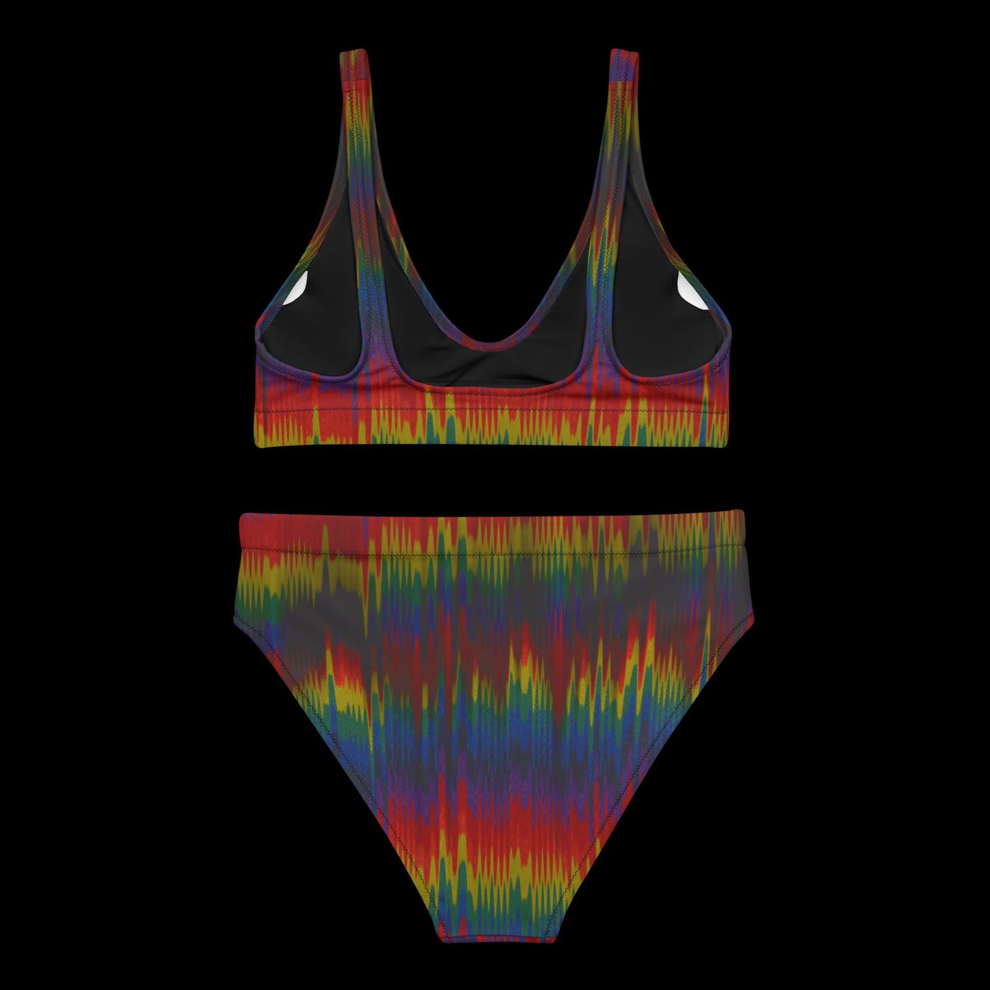 Rainbow Glitch Recycled High-Waisted Bikini