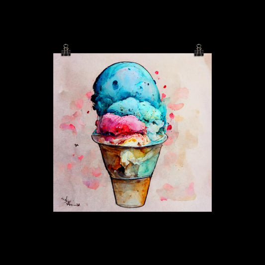 Pastel Watercolor Ice Cream #2 Poster Print