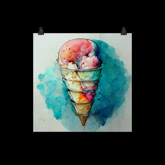 Pastel Watercolor Ice Cream #3 Poster Print