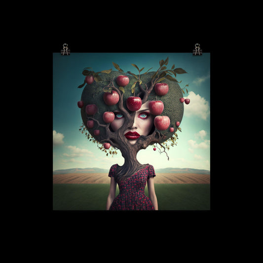 Surreal Apple Tree Woman Poster Print
