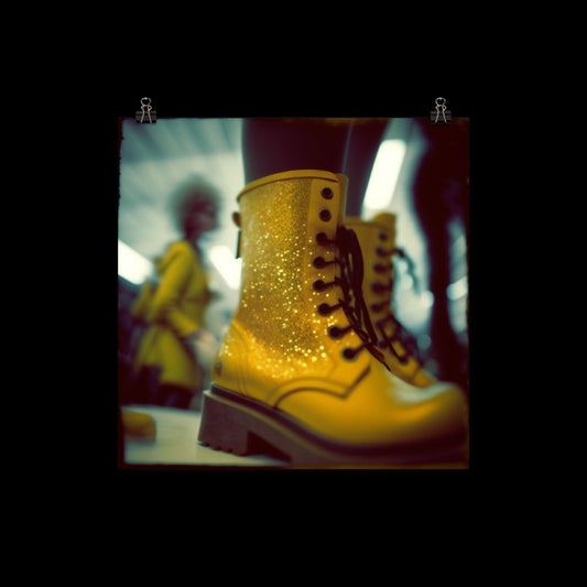 Yellow Glitter Boots #2 Poster Print