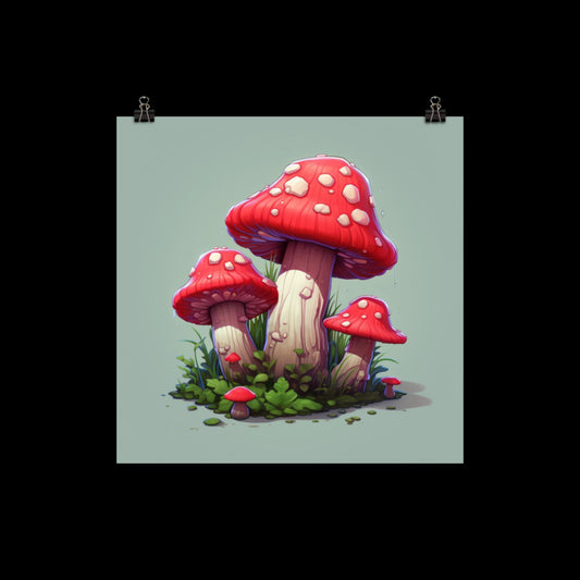 The Pixel Mushrooms Poster Print