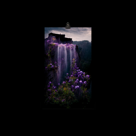 Purple Waterfall Mansion #1 Poster Print 18"x12"
