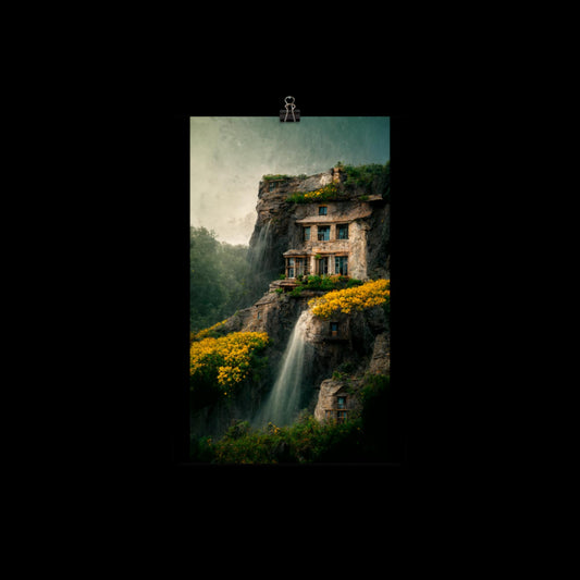 Stone Mansion Waterfall #1 Poster Print 18"x12"