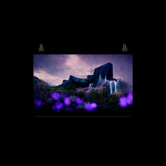 Purple Waterfall Mansion #3 Poster Print 18"x12"