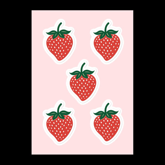 Simple Cartoon Strawberries Sticker Sheet