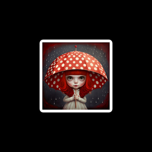 Red Spotted Umbrella Stickers