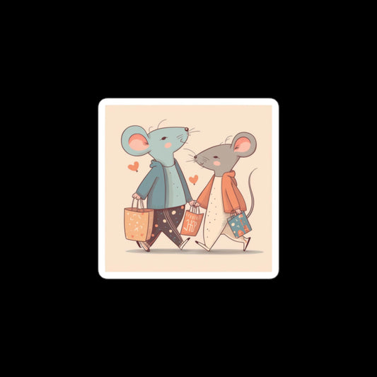 Cute Shopping Rats Stickers
