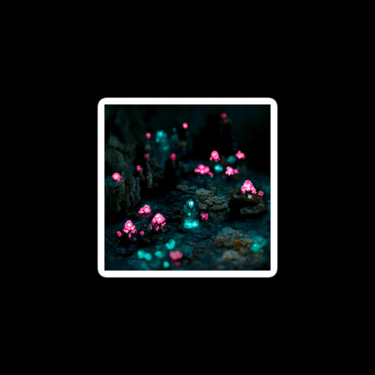 Cave of Wonders: Pink and Teal Mushrooms Stickers
