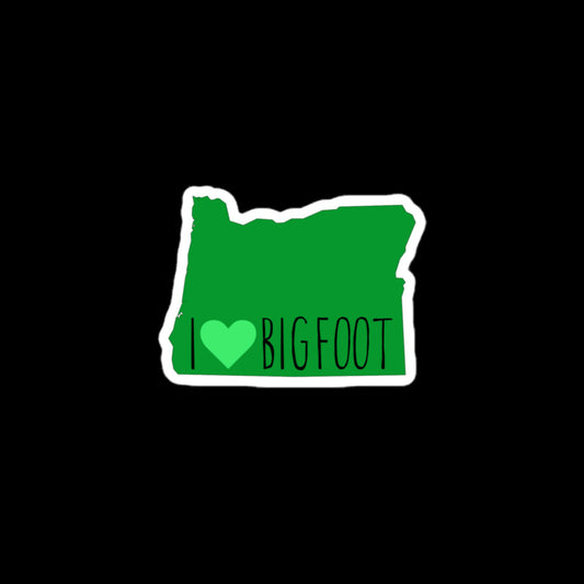 I Heart Bigfoot Oregon State Outline Stickers