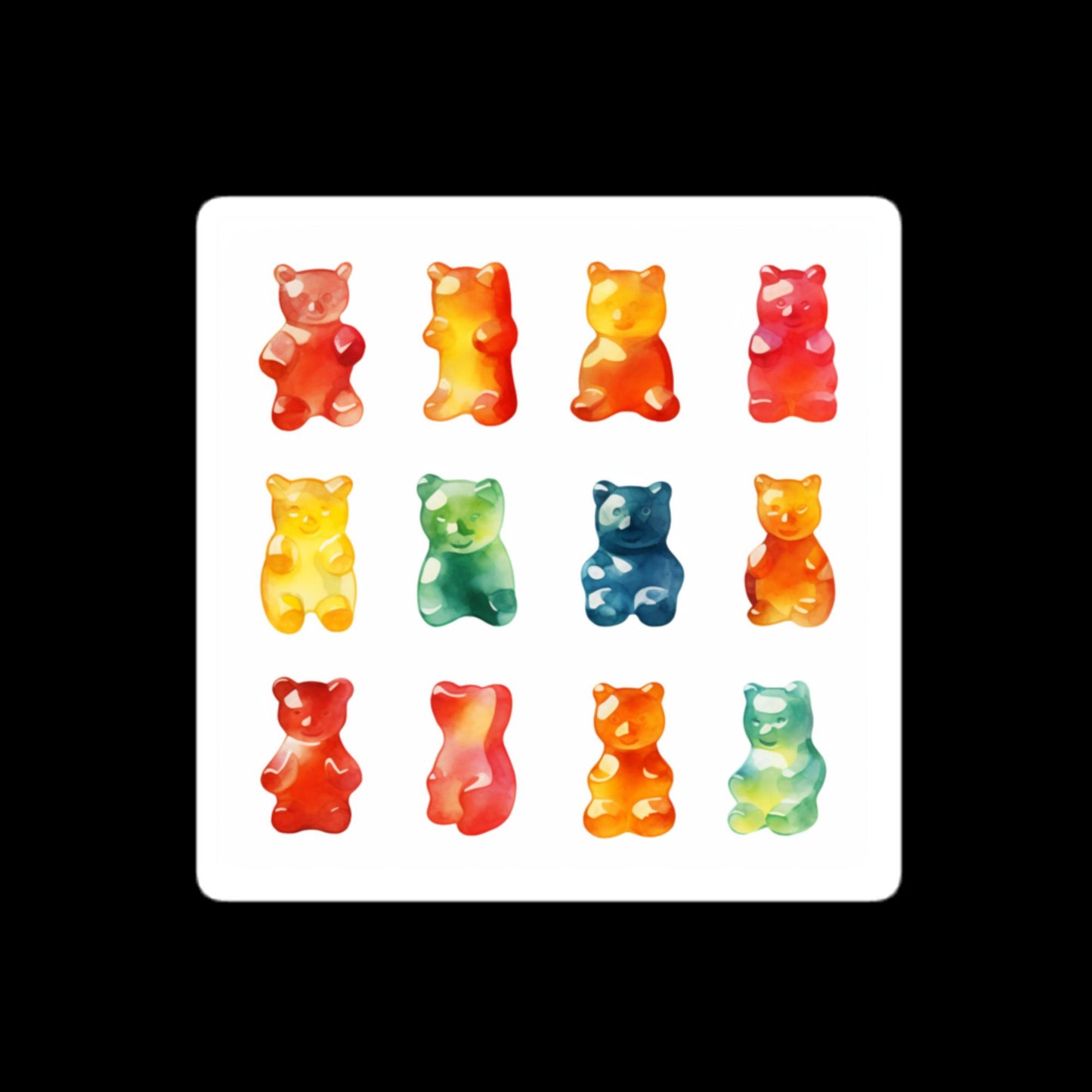 Watercolor Gummy Bears Stickers