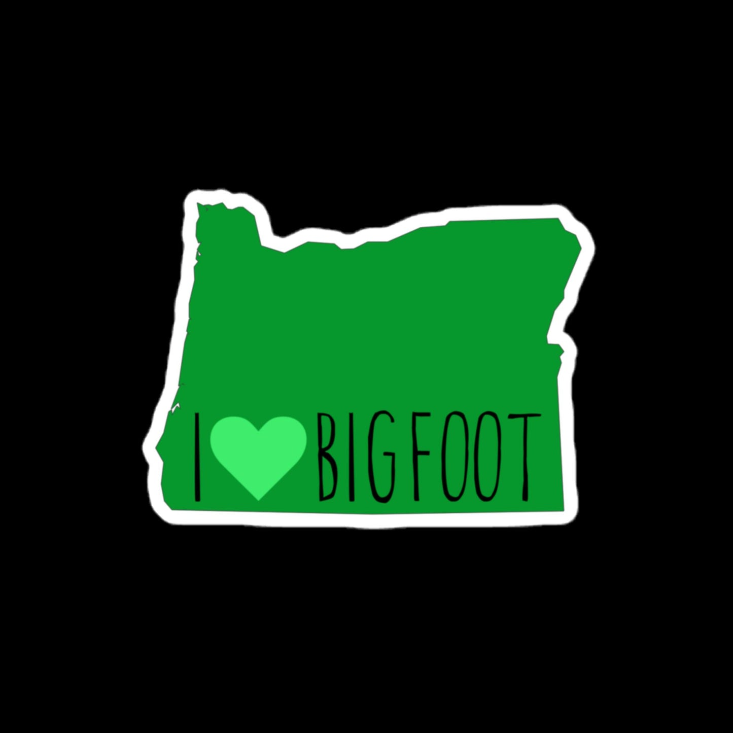 I Heart Bigfoot Oregon State Outline Stickers