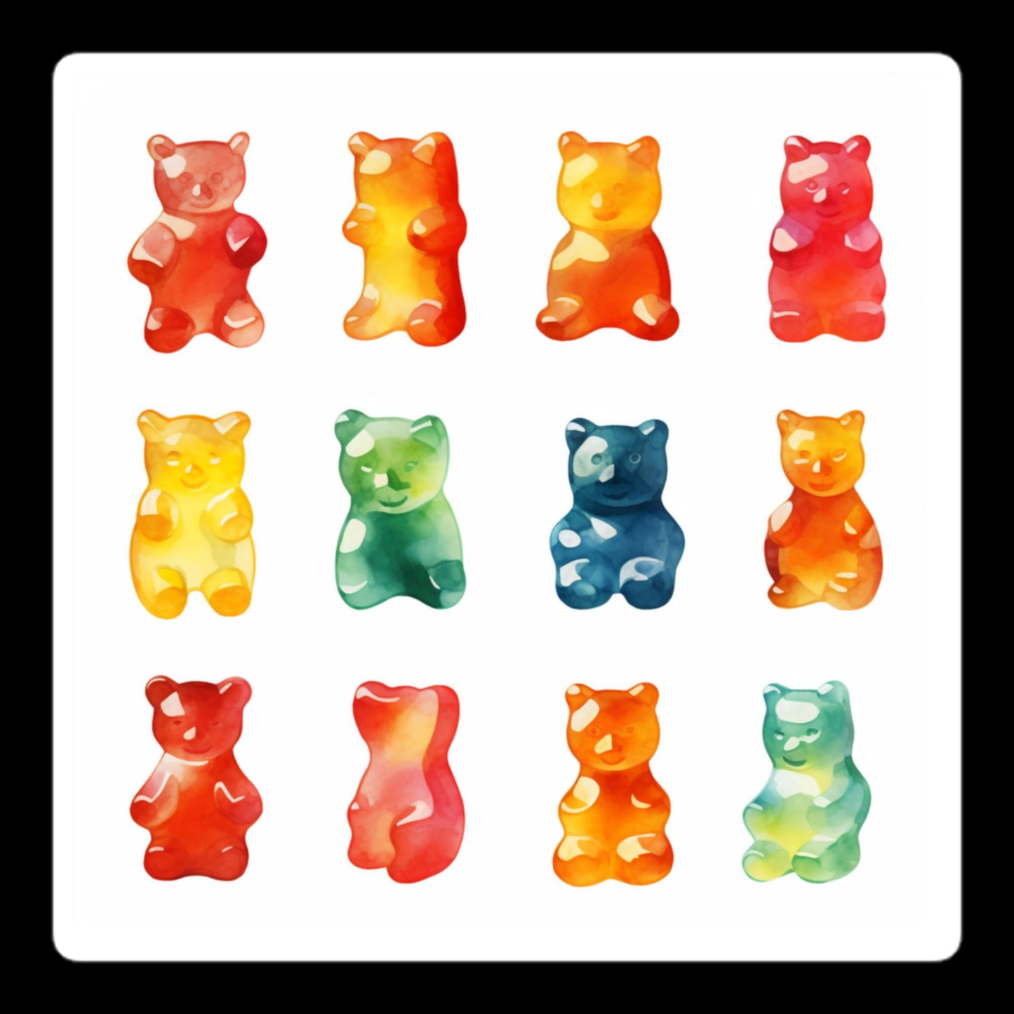 Watercolor Gummy Bears Stickers
