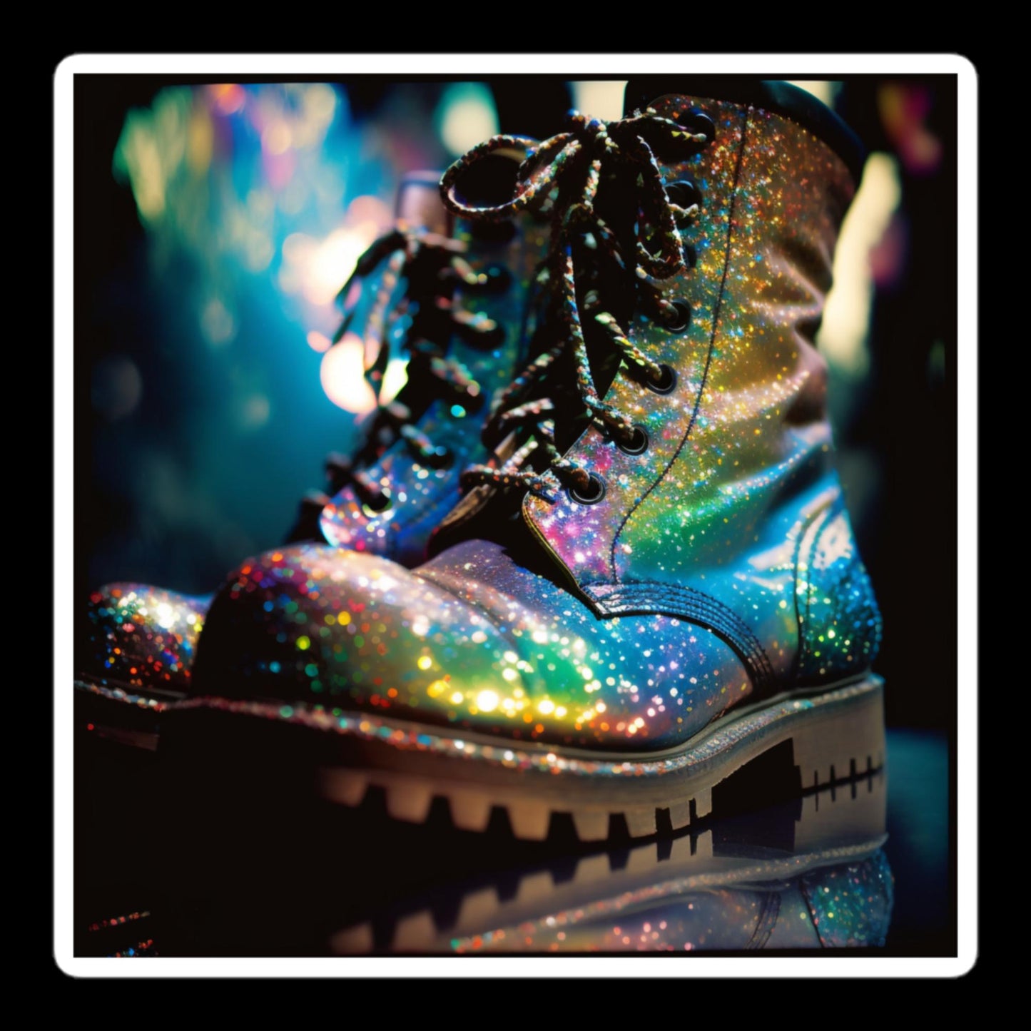 Black Rainbow Boots Stickers
