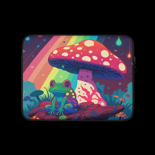 Rainbow Frog And Mushroom Laptop Sleeve
