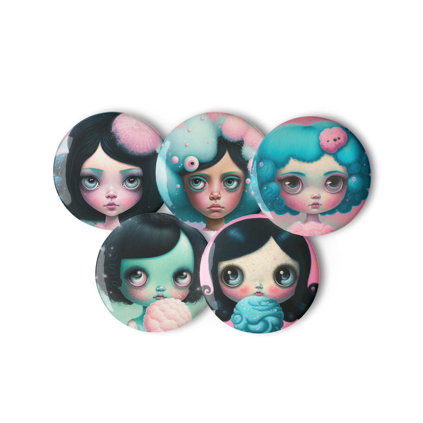 Cotton Candy Girls - Set of Pinback Buttons