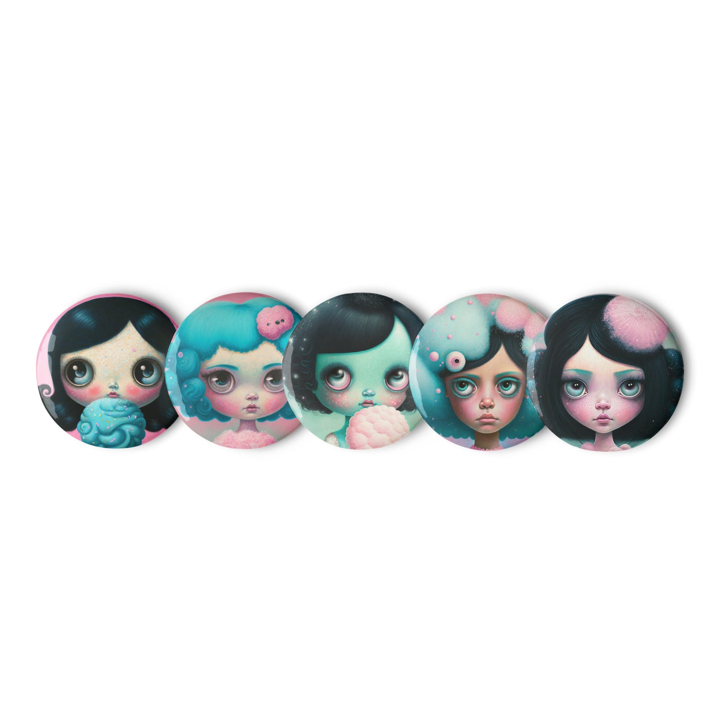 Cotton Candy Girls - Set of Pinback Buttons