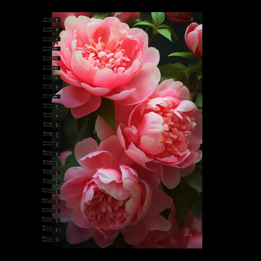 Peonies Dotted Spiral Notebook