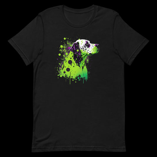 Neon Paint Splatter Dalmatian Dog - Unisex T-Shirt