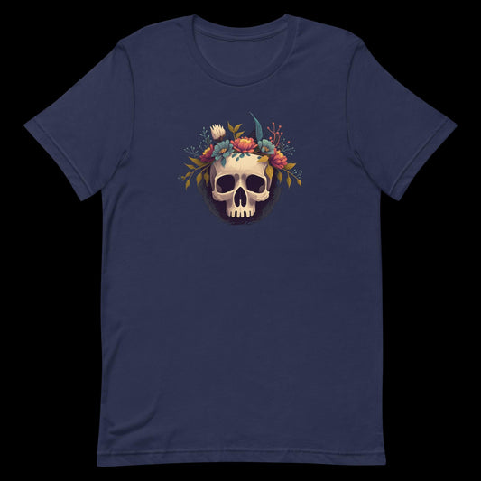 Skull With Flower Crown - Unisex T-Shirt