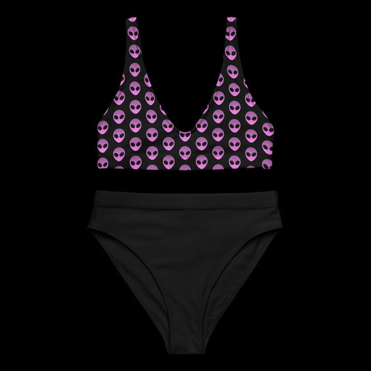Pink Alien Face Logo Recycled High-waisted Bikini