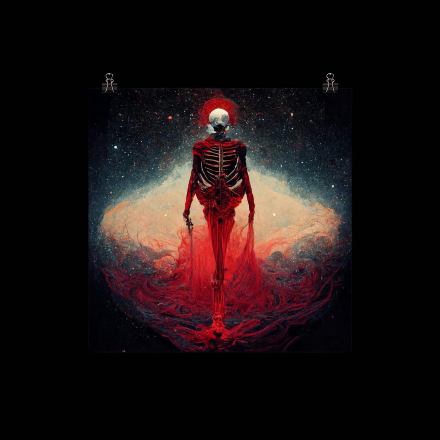 Celestial Red Skeleton Poster Print