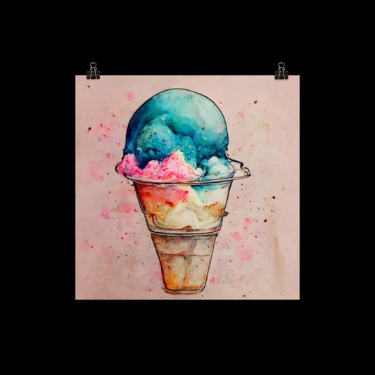 Pastel Watercolor Ice Cream #1 Poster Print