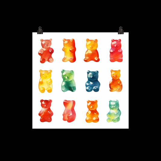 Watercolor Gummy Bears Poster Print