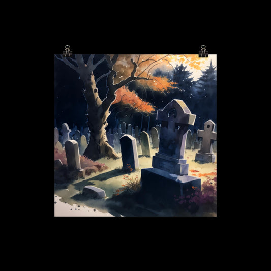 Watercolor Graveyard Poster Print