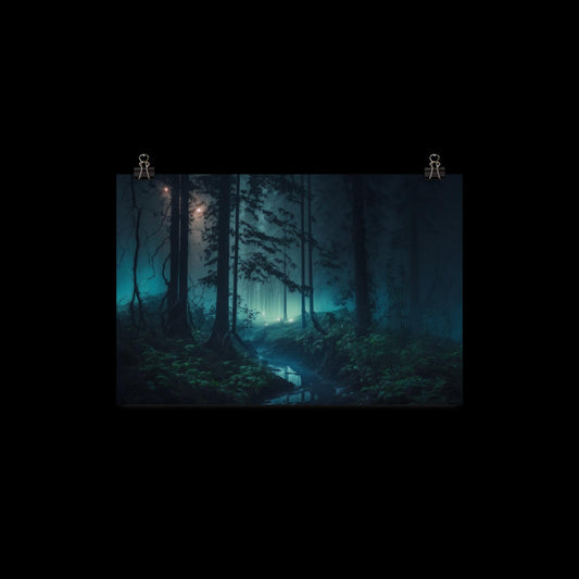 Foggy Night In The Pacific Northwest Poster Print