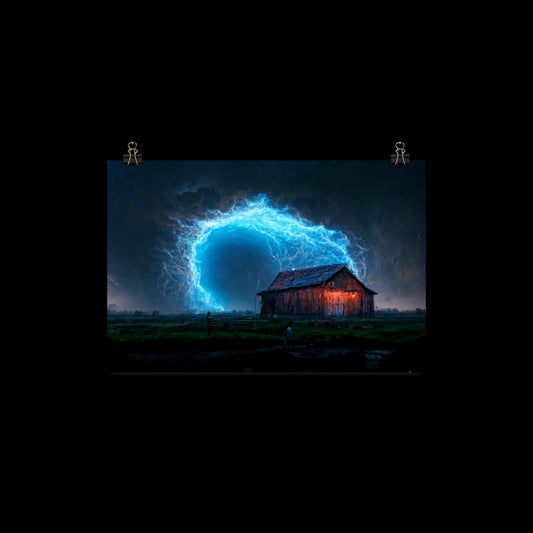 Lightning Storm At The Farm Poster Print 18"x12"