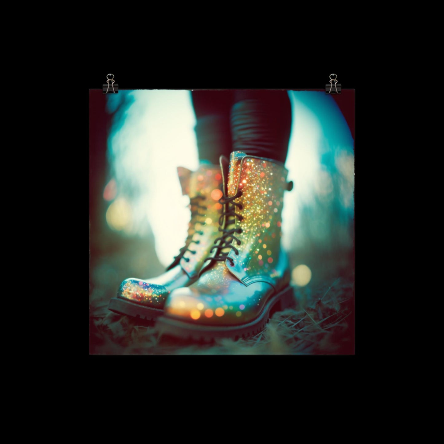 Holographic Glitter Boots Poster Print