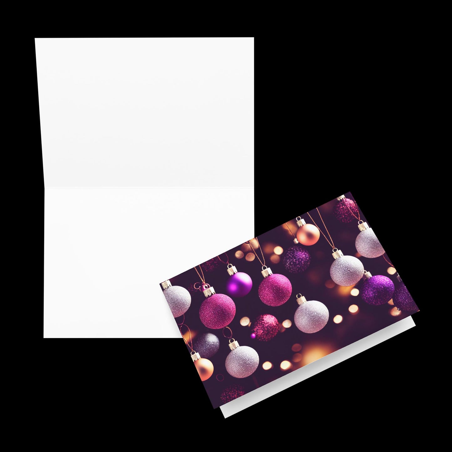 Purple Christmas Bulbs Greeting Card