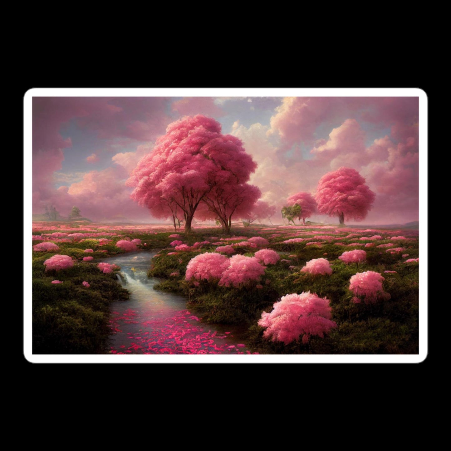 Pink Fantasy Landscape Stickers