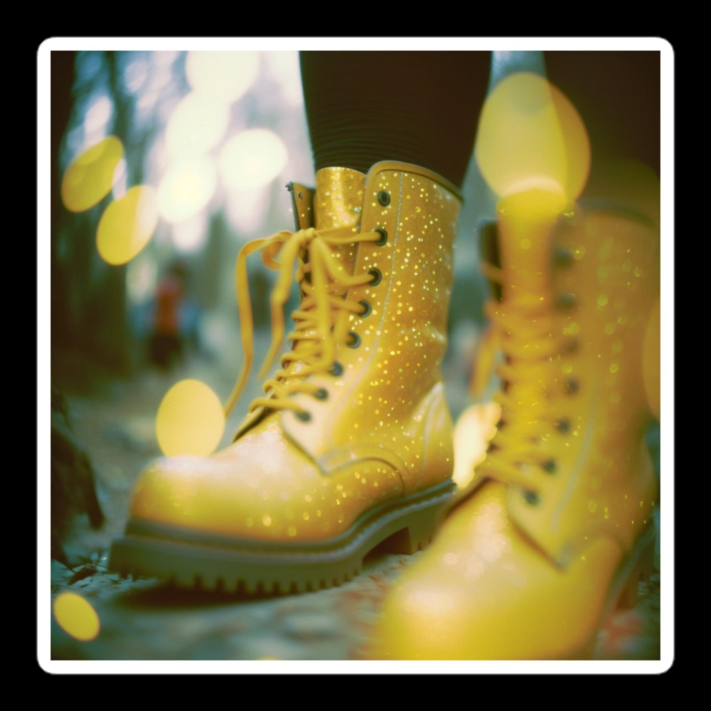 Yellow Glitter Boots #1 Stickers