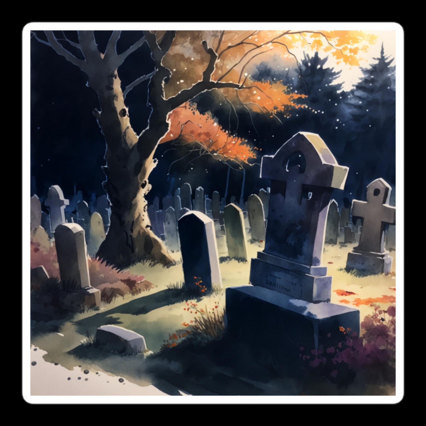 Watercolor Graveyard Stickers