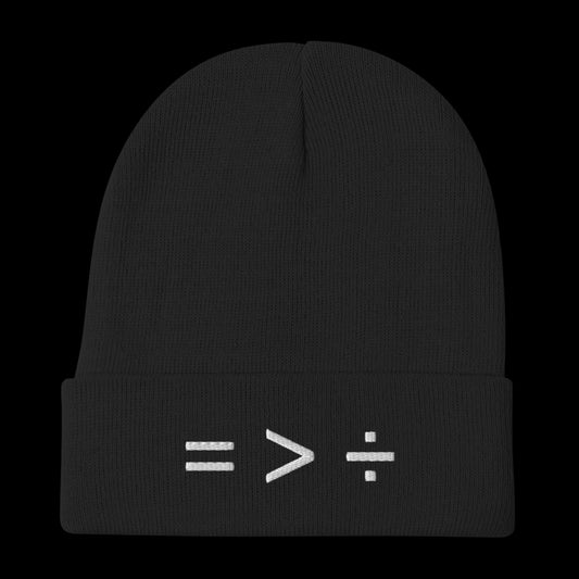 Equality Is Greater Than Division Embroidered Beanie