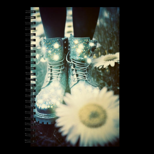 Daisy Glitter Boots Dotted Spiral Notebook